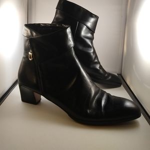 Salvatore Ferragamo Black Zip Ankle Boots, Size 7